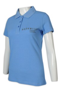 P1224 Formulates Polo T-shirt Women's Short Sleeve Logo Polo T-shirt Manufacturer with 3 Button Lapels